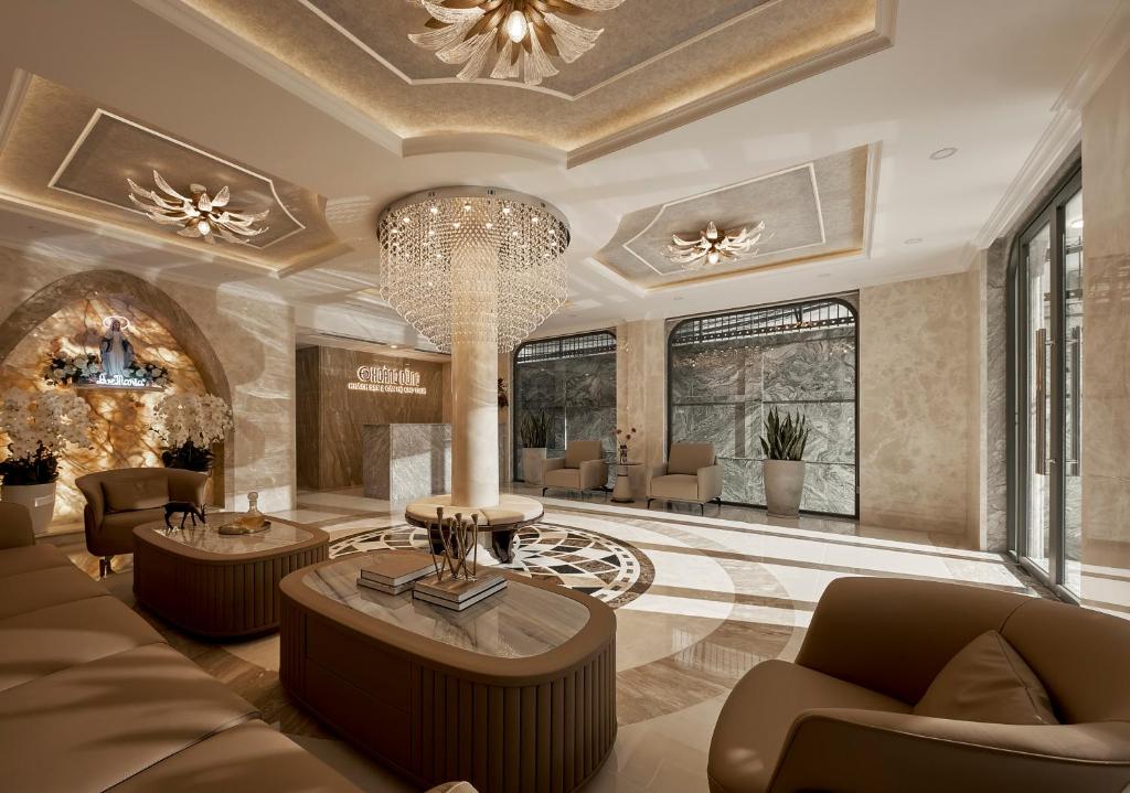  Khu vực sảnh Khách sạn và Căn hộ cao cấp Hoàng Dũng với kiến trúc hiện đại